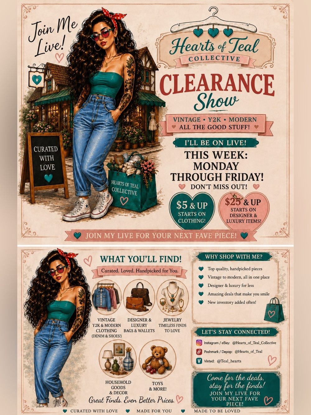 🩵LIVE NOW📣  Click here for your next favorite piece! Starts as low as $5!